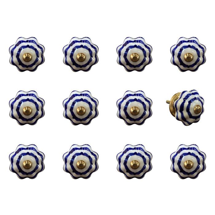 1.5" X 1.5" X 1.5" White Blue And Copper  Knobs 12 Pack