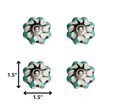 1.5" X 1.5" X 1.5" Hues Of White Green And Black  Knobs 8 Pack