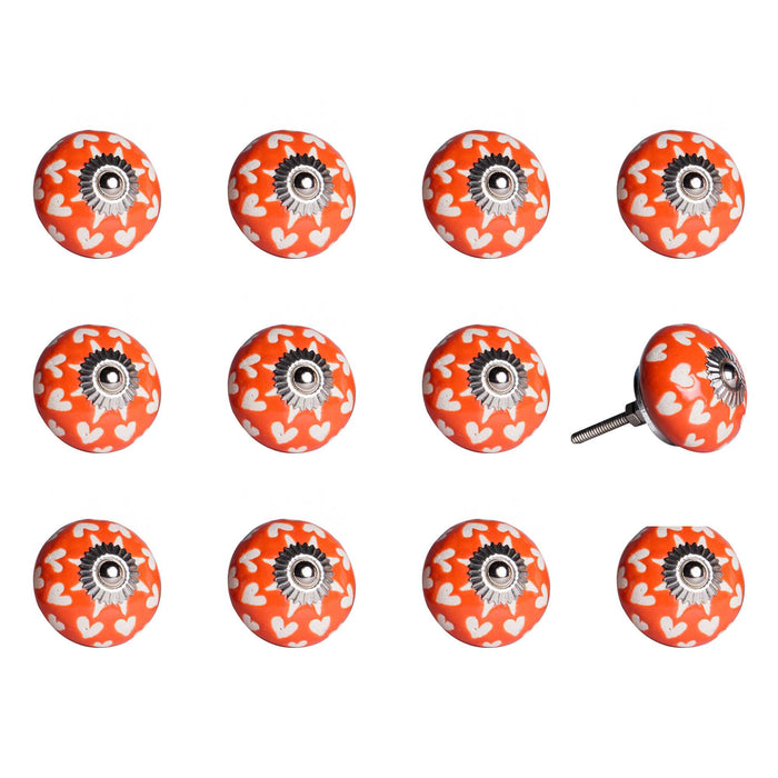 1.5" X 1.5" X 1.5" Orange White And Silver  Knobs 12 Pack