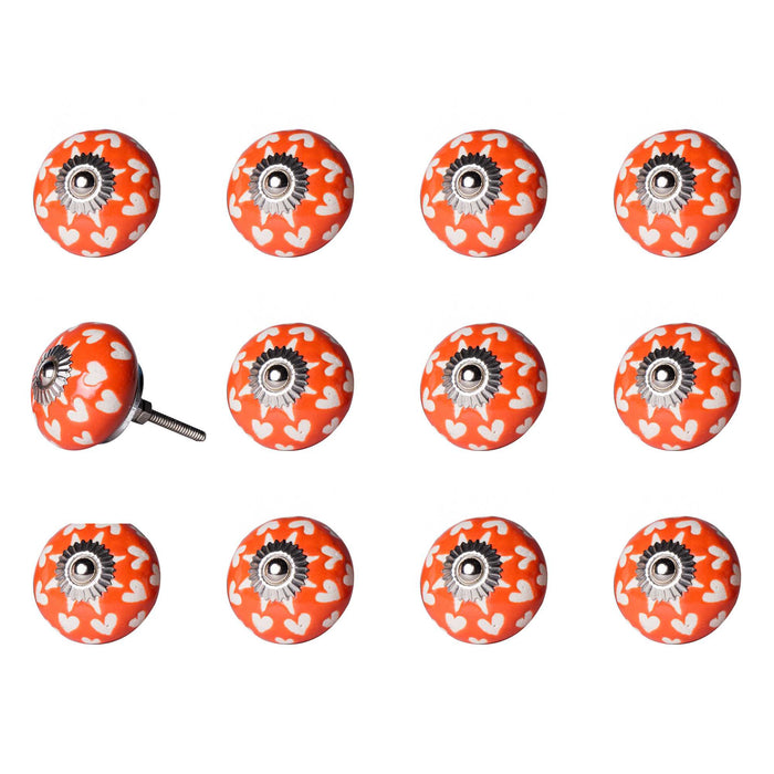 1.5" X 1.5" X 1.5" Orange White And Silver  Knobs 12 Pack