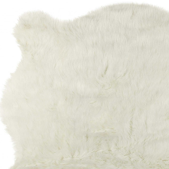 4' X 5' Polar Bear Off White Faux Hide Area Rug