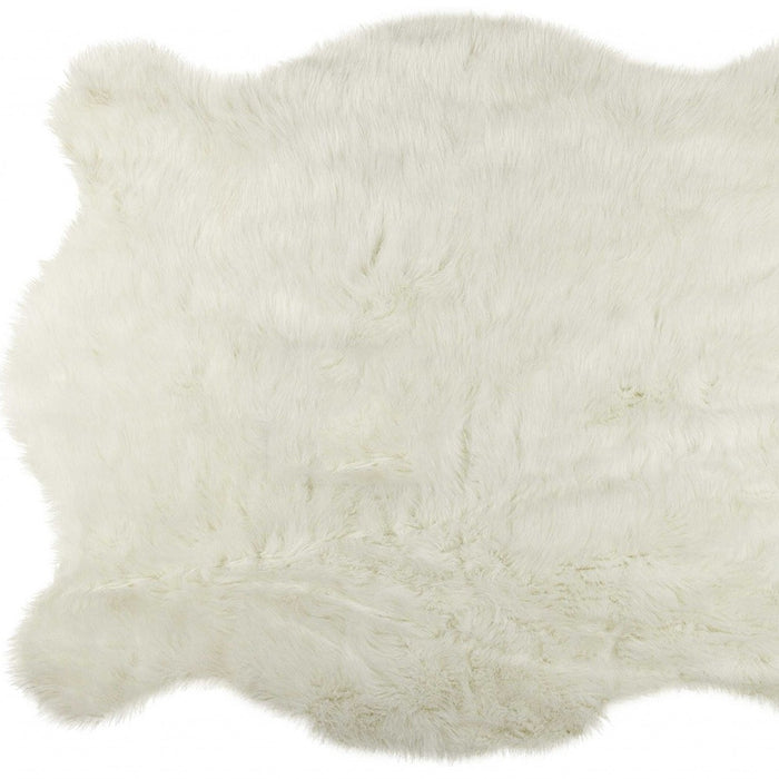 4' X 5' Polar Bear Off White Faux Hide Area Rug