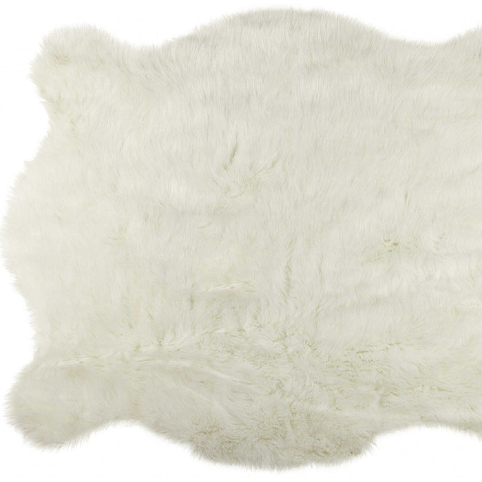 5' X 8' Polar Bear Off White Faux Hide Area Rug