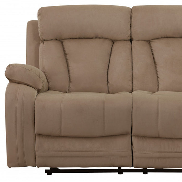 63" Beige Leather Match Recliner