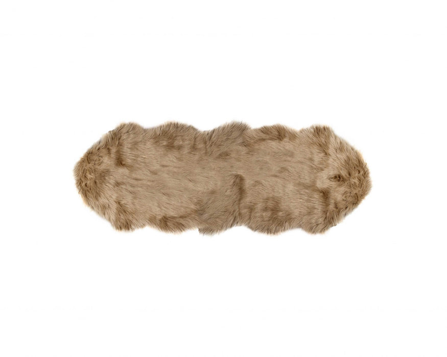 6' Tan Faux Sheepskin Flokati Washable Area Rug