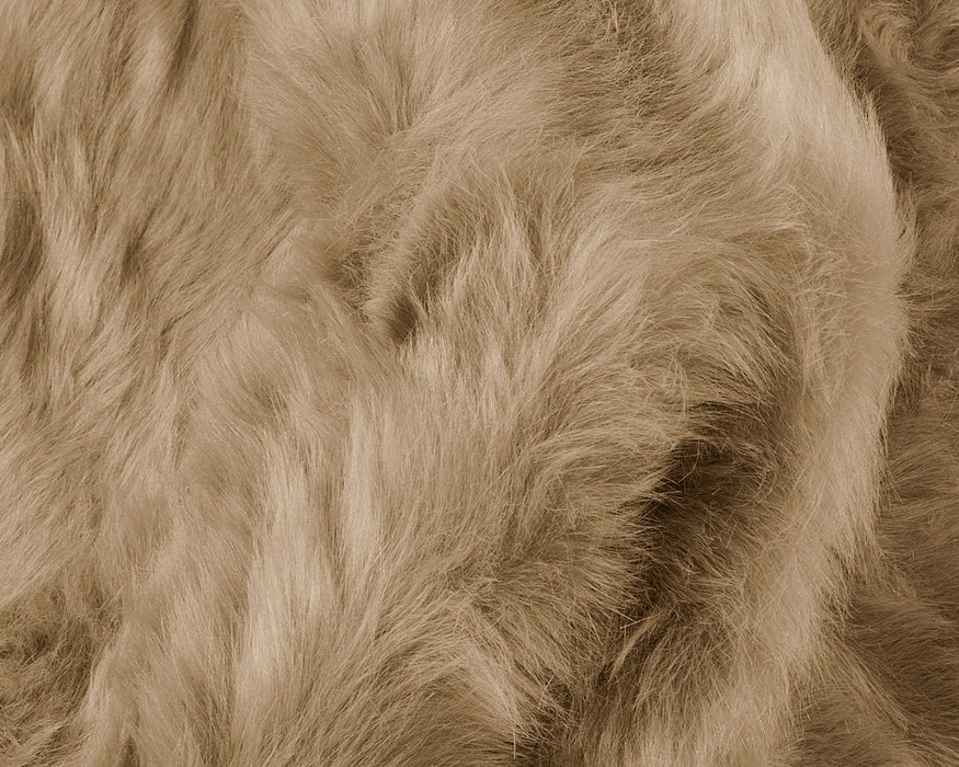 6' Tan Faux Sheepskin Flokati Washable Area Rug