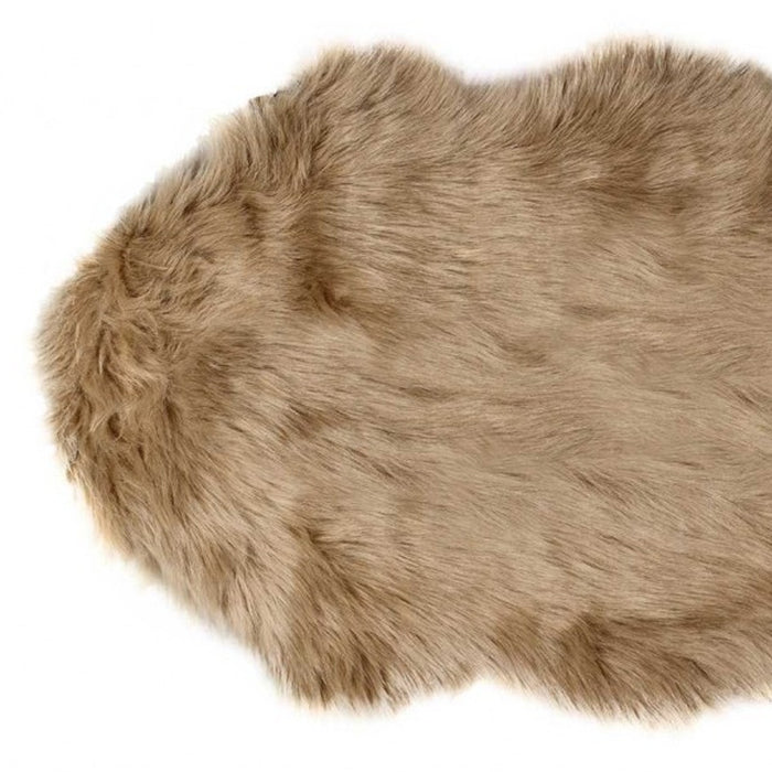 6' Tan Faux Sheepskin Flokati Washable Area Rug