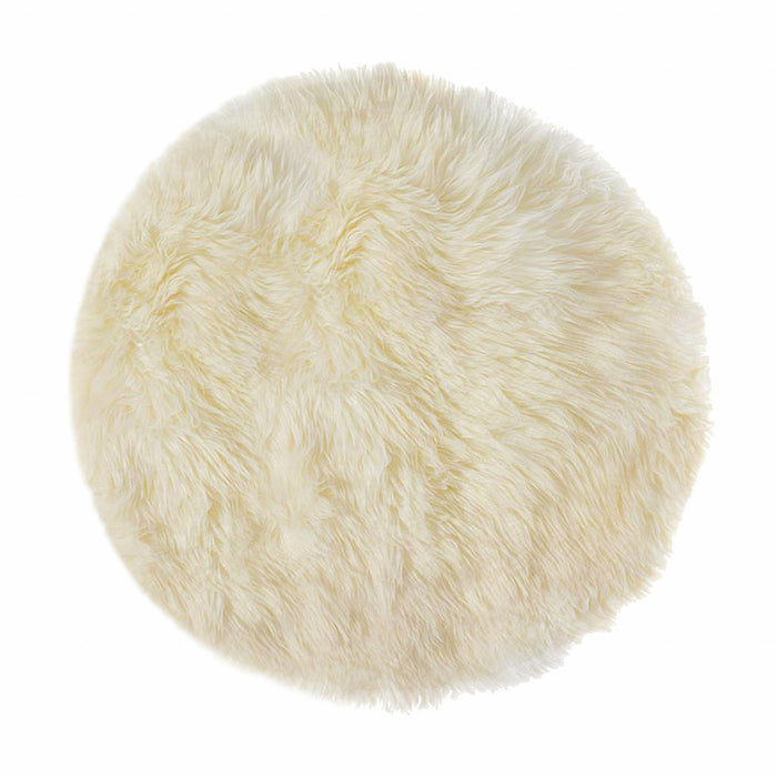 5' Off White Round Shag Sheepskin Area Rug