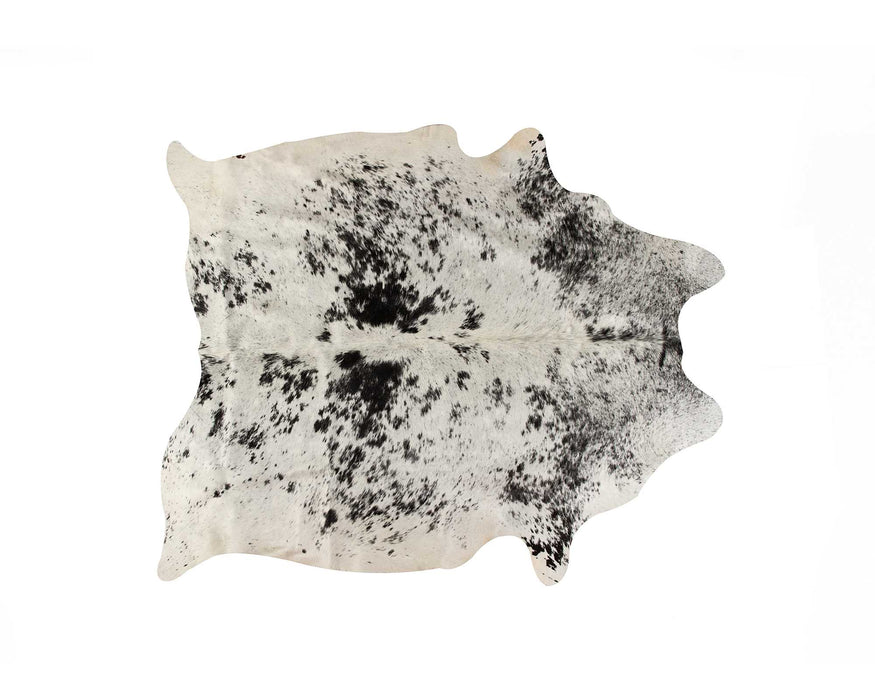 72" X 84" White And Black Cowhide  Rug