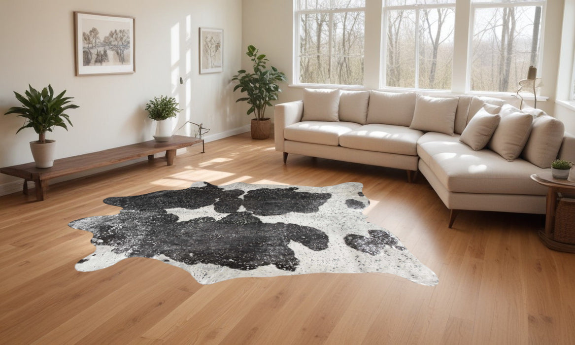 6' X 7' Gray Cowhide Area Rug