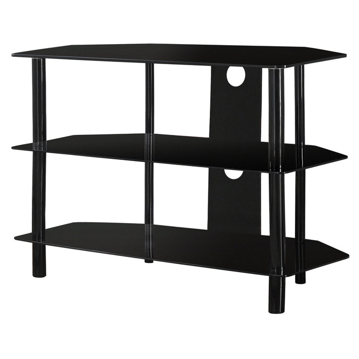 36" Black Metal Open Shelving TV Stand