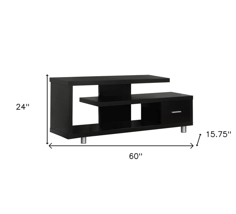 60" Deep Taupe Open Shelving TV Stand