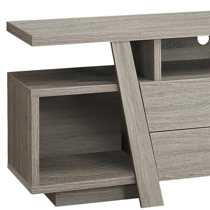 60" Deep Taupe Open Shelving TV Stand