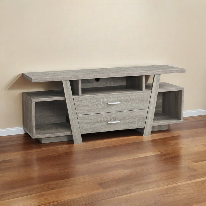 60" Deep Taupe Open Shelving TV Stand