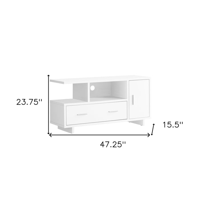 47" White Cabinet Enclosed Storage TV Stand