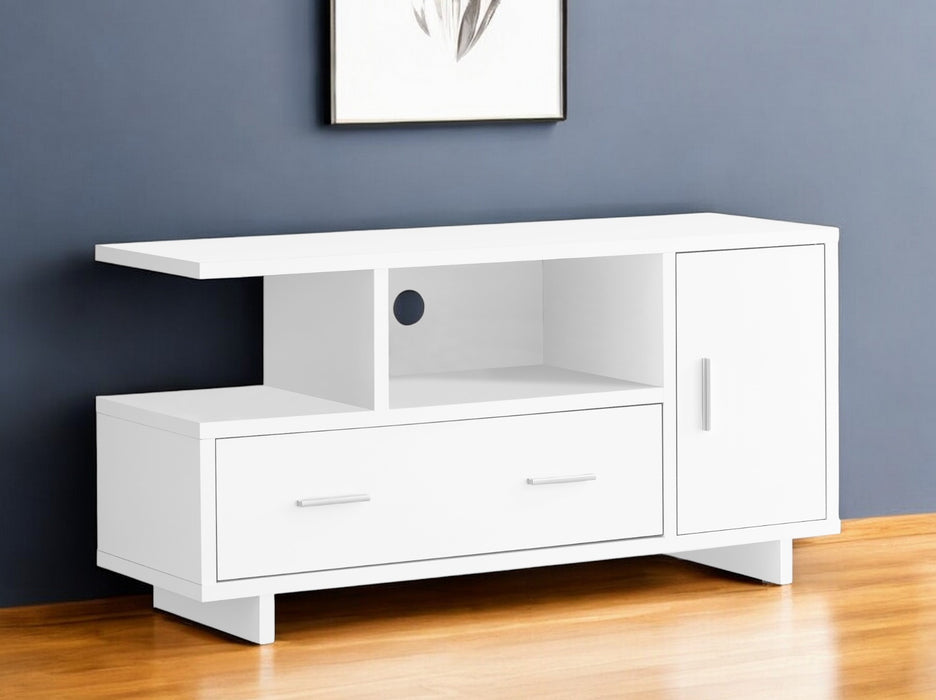 47" White Cabinet Enclosed Storage TV Stand