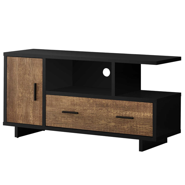 47" Black and Gray Open Shelving TV Stand