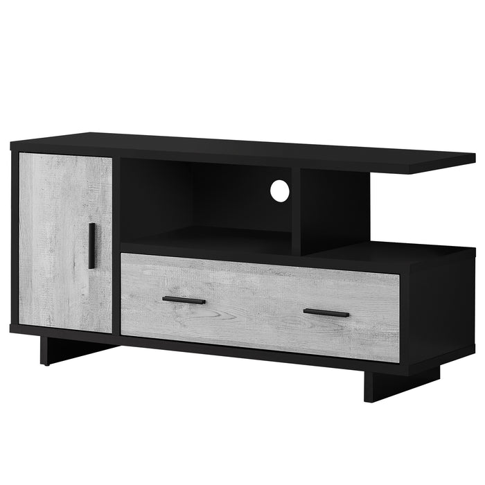 47" Black and Gray Open Shelving TV Stand