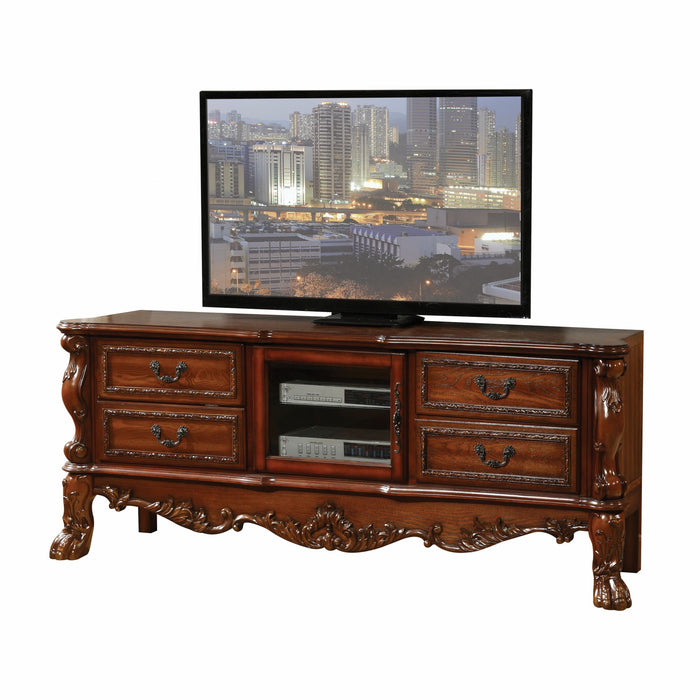 74" Platinum Solid Wood Enclosed and Open Storage TV Stand