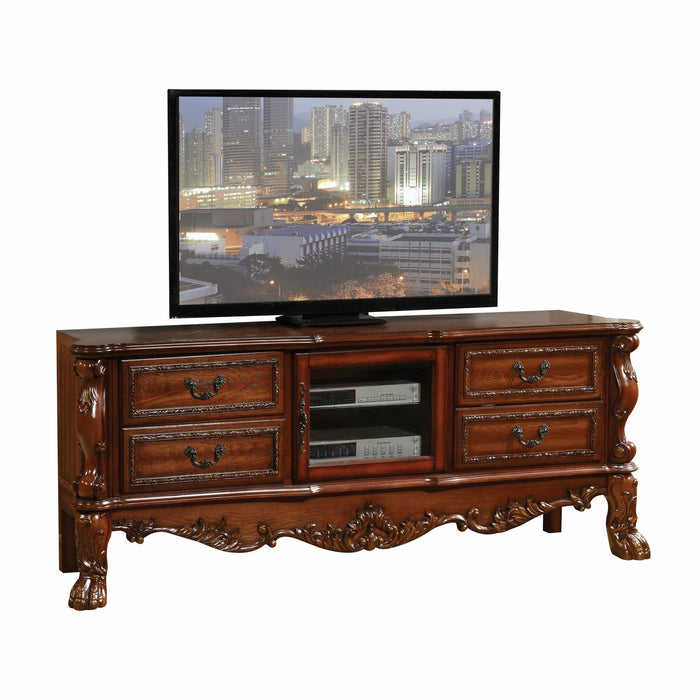 74" Platinum Solid Wood Enclosed and Open Storage TV Stand