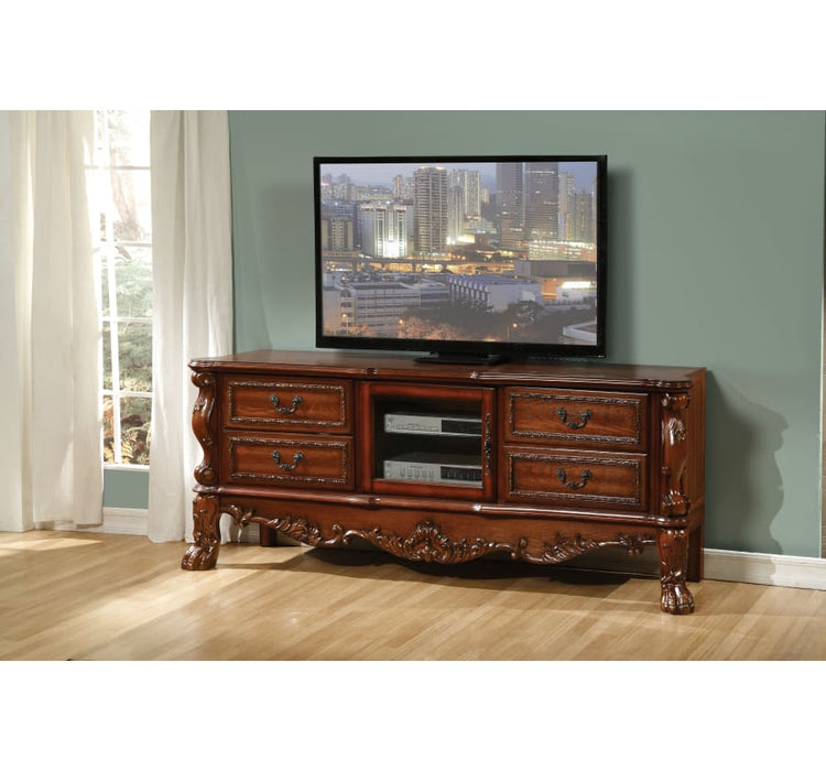 74" Platinum Solid Wood Enclosed and Open Storage TV Stand