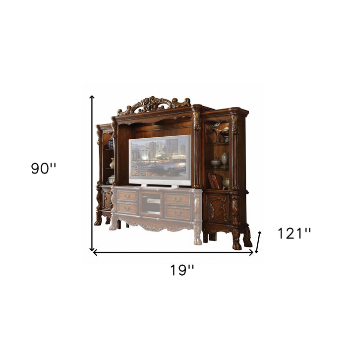 19" Brown Wood Cabinet Enclosed Storage Entertainment Center