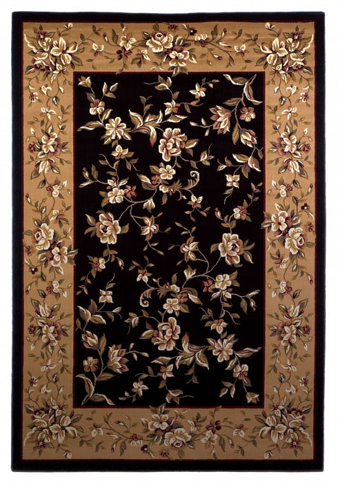 7' X 10' Beige and Black Area Rug