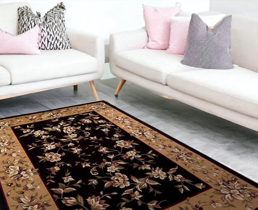 7' X 10' Beige and Black Area Rug