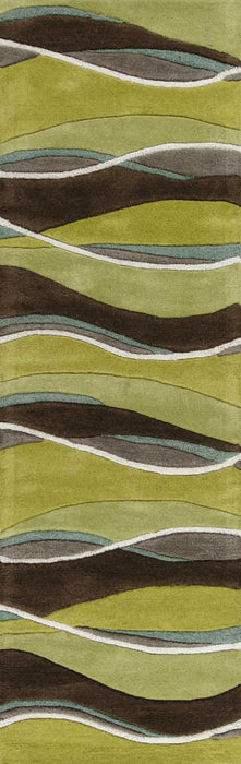 3' X 5' Lime And Mocha Wool Handmade Area Rug