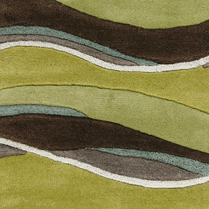 3' X 5' Lime And Mocha Wool Handmade Area Rug