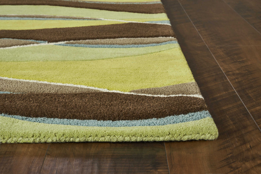 3' X 5' Lime And Mocha Wool Handmade Area Rug