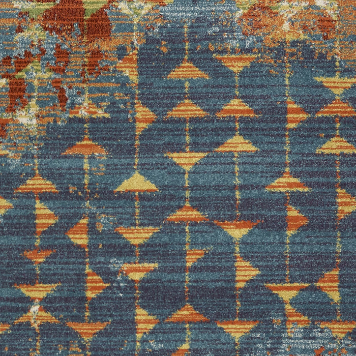 5' X 8' Blue Or Coral Abstract Triangle Indoor Area Rug