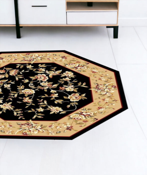 7' X 10' Beige and Black Area Rug