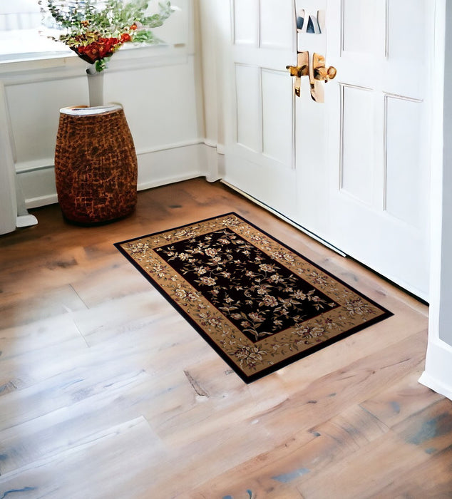 7' X 10' Beige and Black Area Rug