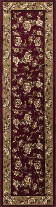 10' X 13' Red Beige Machine Woven Floral Traditional Indoor Area Rug - herplace.store