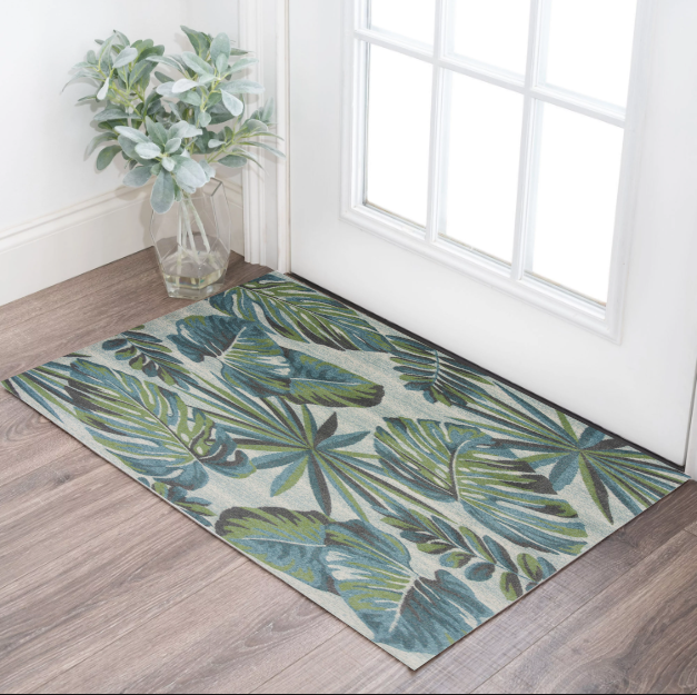 9' X 13'  Polypropylene Teal Or  Green Area Rug