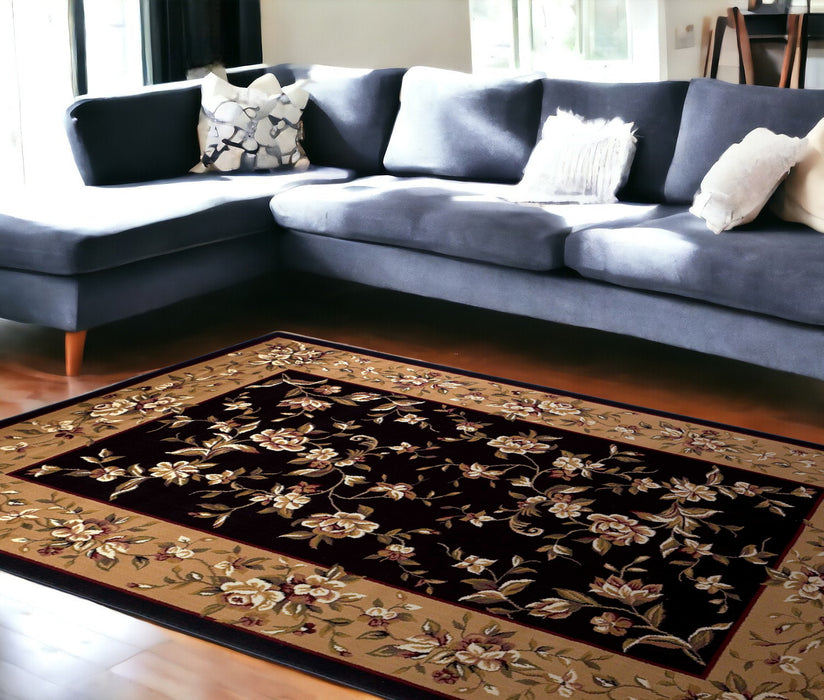 7' X 10' Beige and Black Area Rug