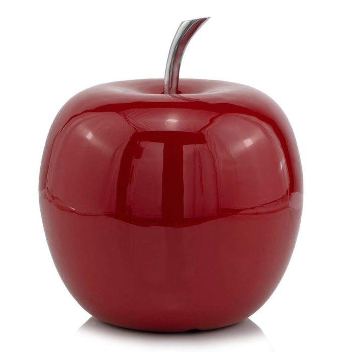 11" Red Aluminum Decorative Apple Tabletop Sculpture