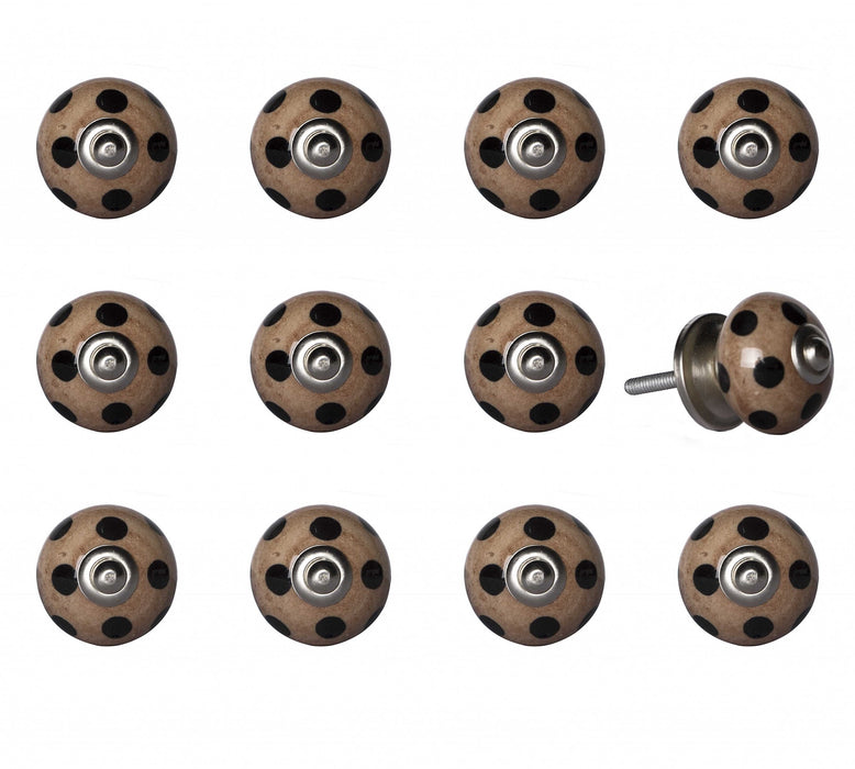 1.5" X 1.5" X 1.5" Ceramic Metal Brown Black 12 Pack Knob