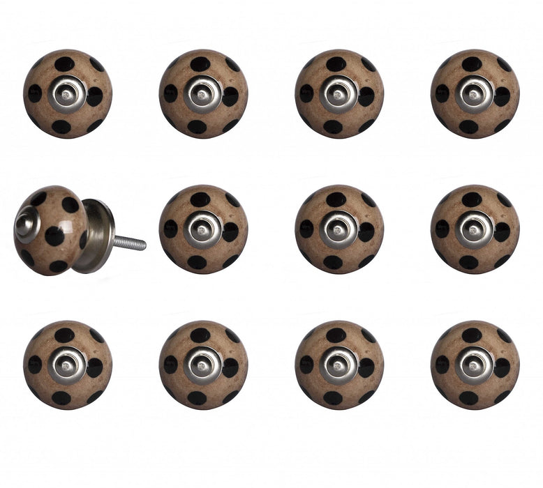 1.5" X 1.5" X 1.5" Ceramic Metal Brown Black 12 Pack Knob