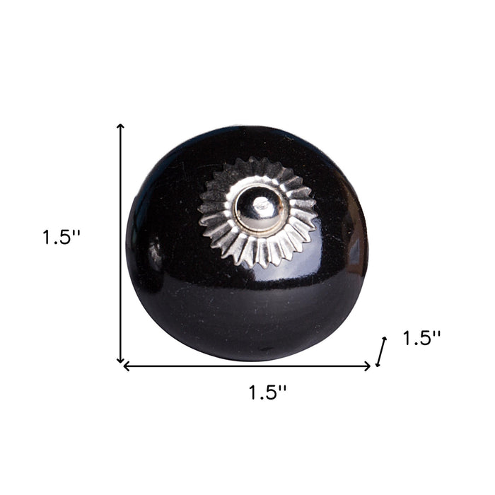 1.5" X 1.5" X 1.5" Ceramic Metal Black 12 Pack Knob