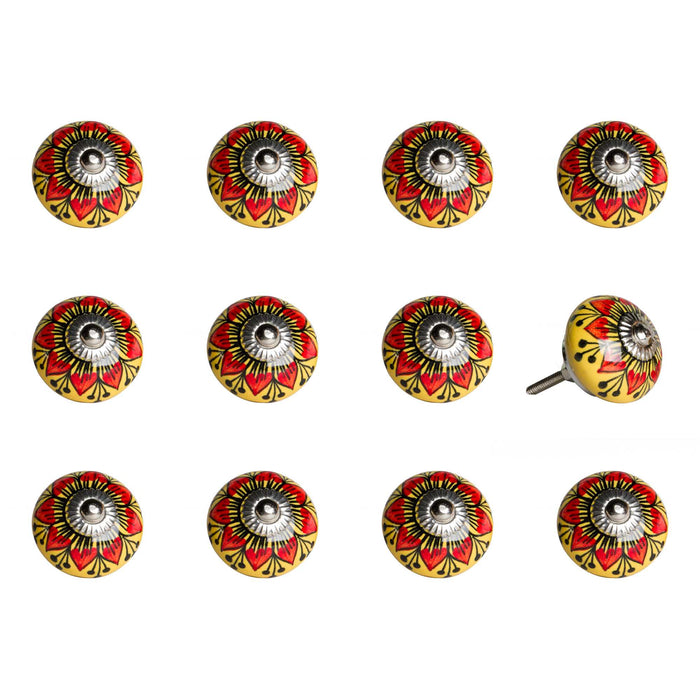 1.5" X 1.5" X 1.5" Ceramic Metal Multicolor 12 Pack Knob