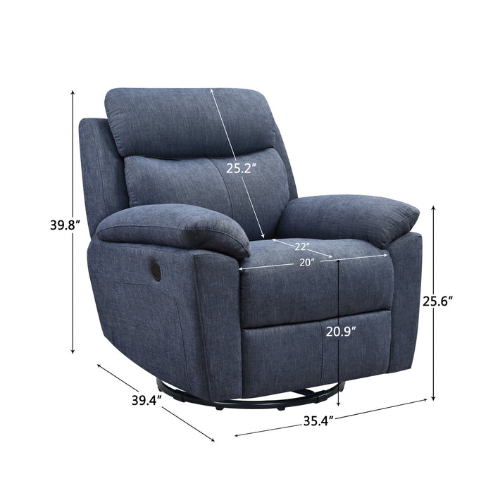 35" Light Gray Fabric Power Recliner With USB