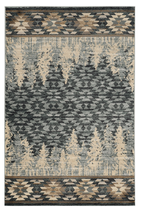 3' X 5' Slate Blue Southwestern Area Rug