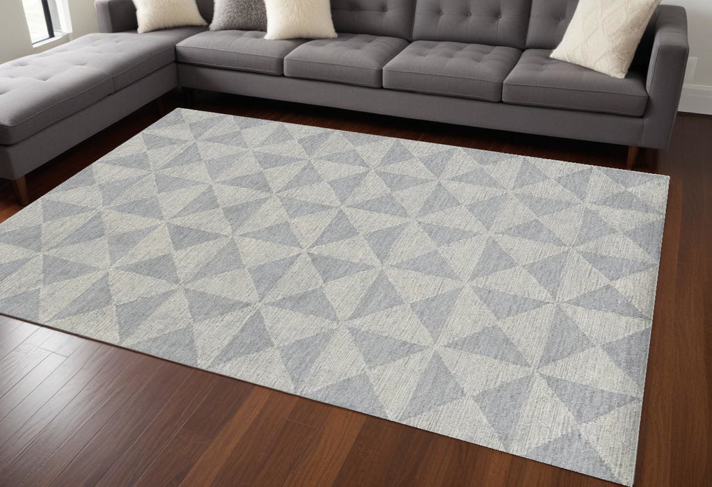 9' X 13' Ivory Hand Tufted Space Dyed Geometric Indoor Area Rug