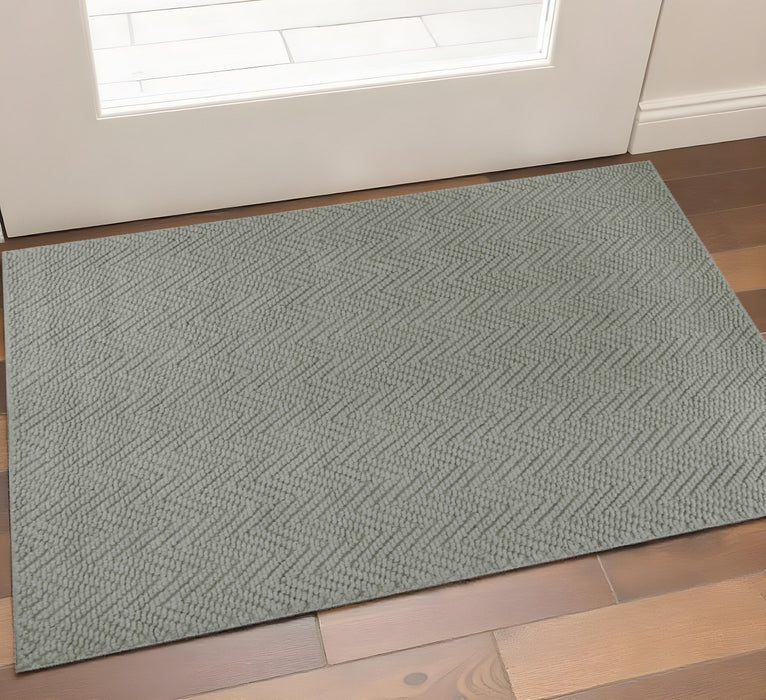 7' Gray Jute Chevron Hand Woven Runner Rug