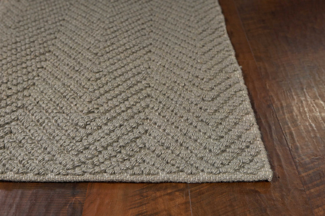 7' Gray Jute Chevron Hand Woven Runner Rug