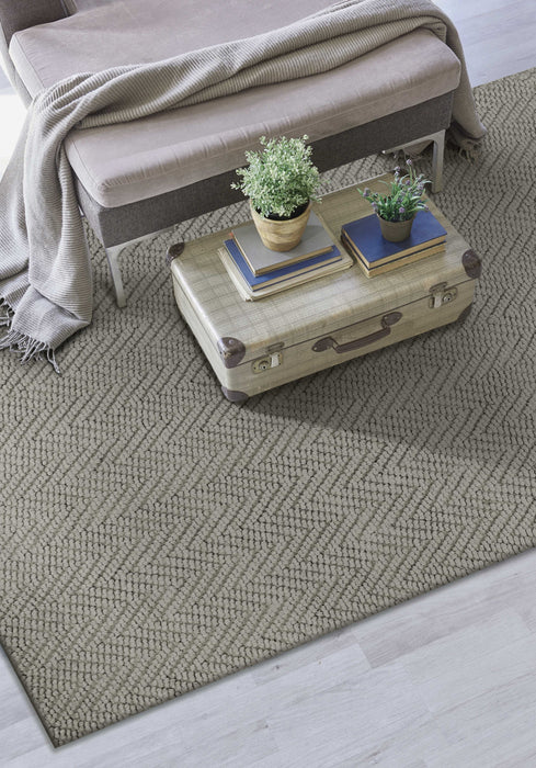 7' Gray Jute Chevron Hand Woven Runner Rug