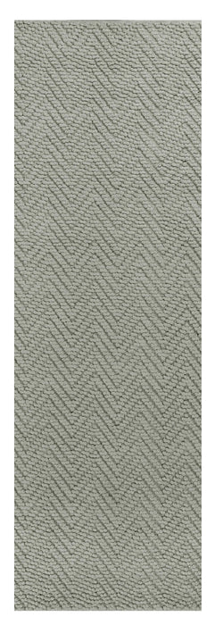 7' Gray Jute Chevron Hand Woven Runner Rug