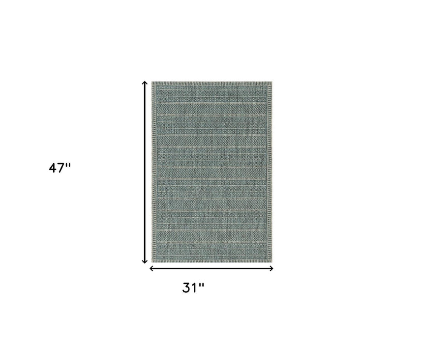 3' X 4' Teal Polypropylene Area Rug